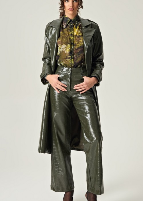 Eveleya Emerald Allure Croco Leather Pants